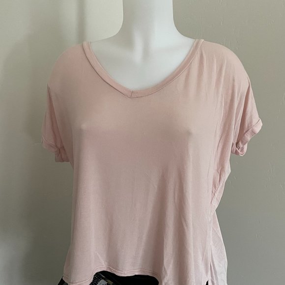 Pink Brandy Melville V-Neck T-Shirt - Picture 1 of 2